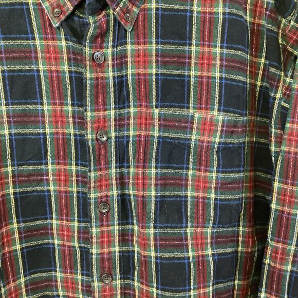 LL Bean Shirt 2XL Tall Windowpane Plaid Black Red Flannel Button Down Outdoor - Picture 4 of 7